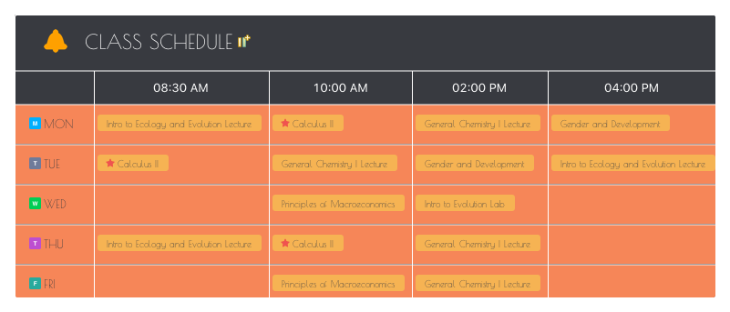 Class Schedule preview 1