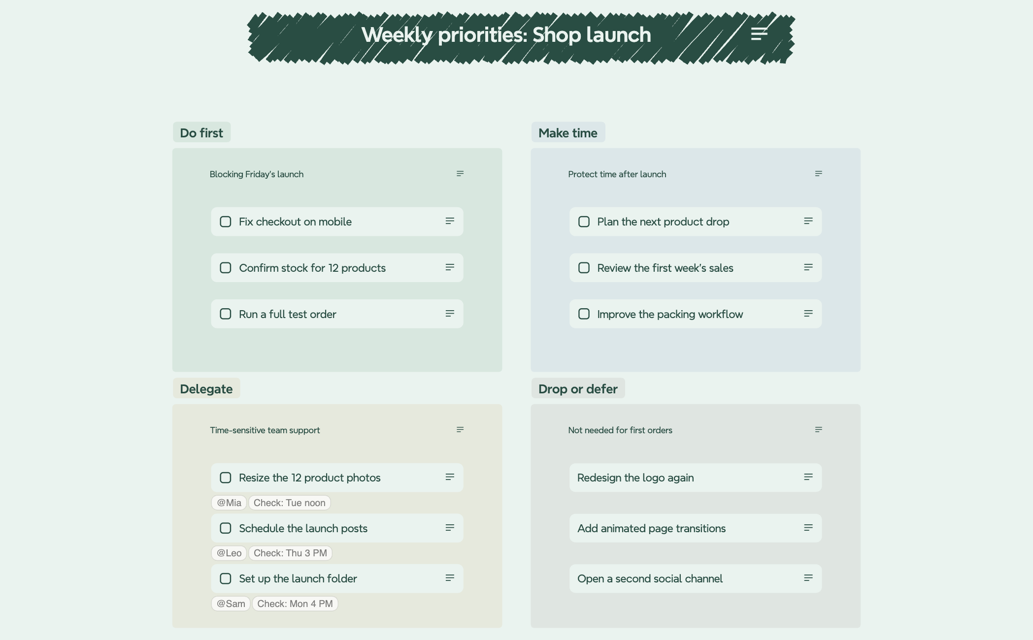 Product Launch Priorities