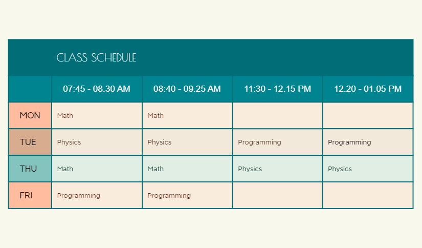 CLASS SCHEDULE - XMind Template