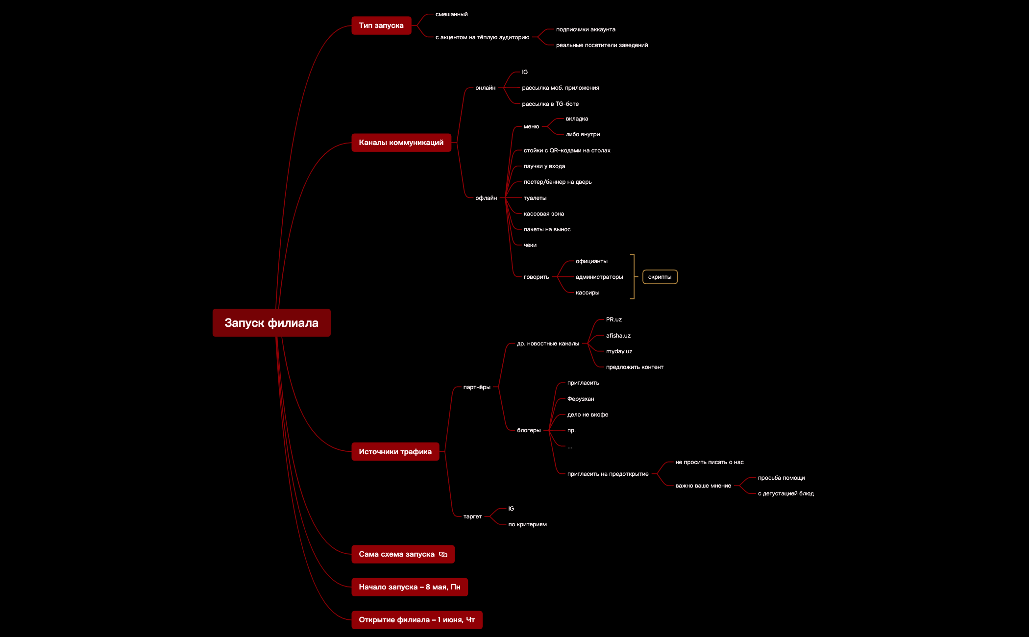 Запуск филиала.xmind - XMind Template