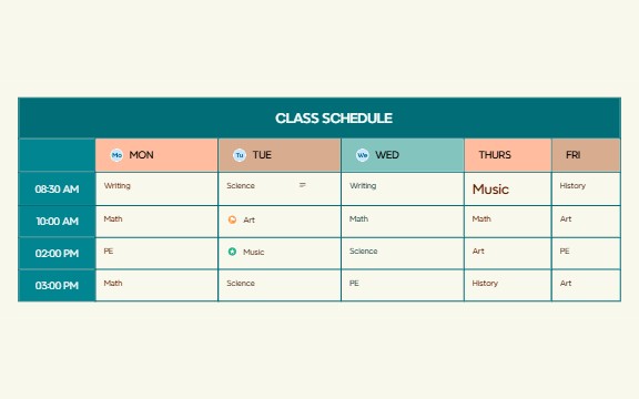 Class Schedule preview 1