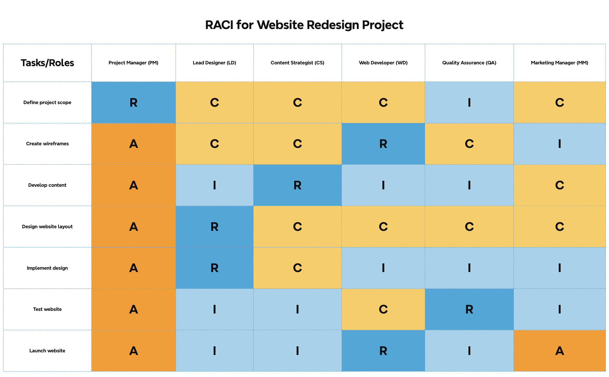 RACI for Website Redesign Project preview 1