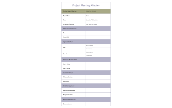 Team Project Meeting Minutes preview 1