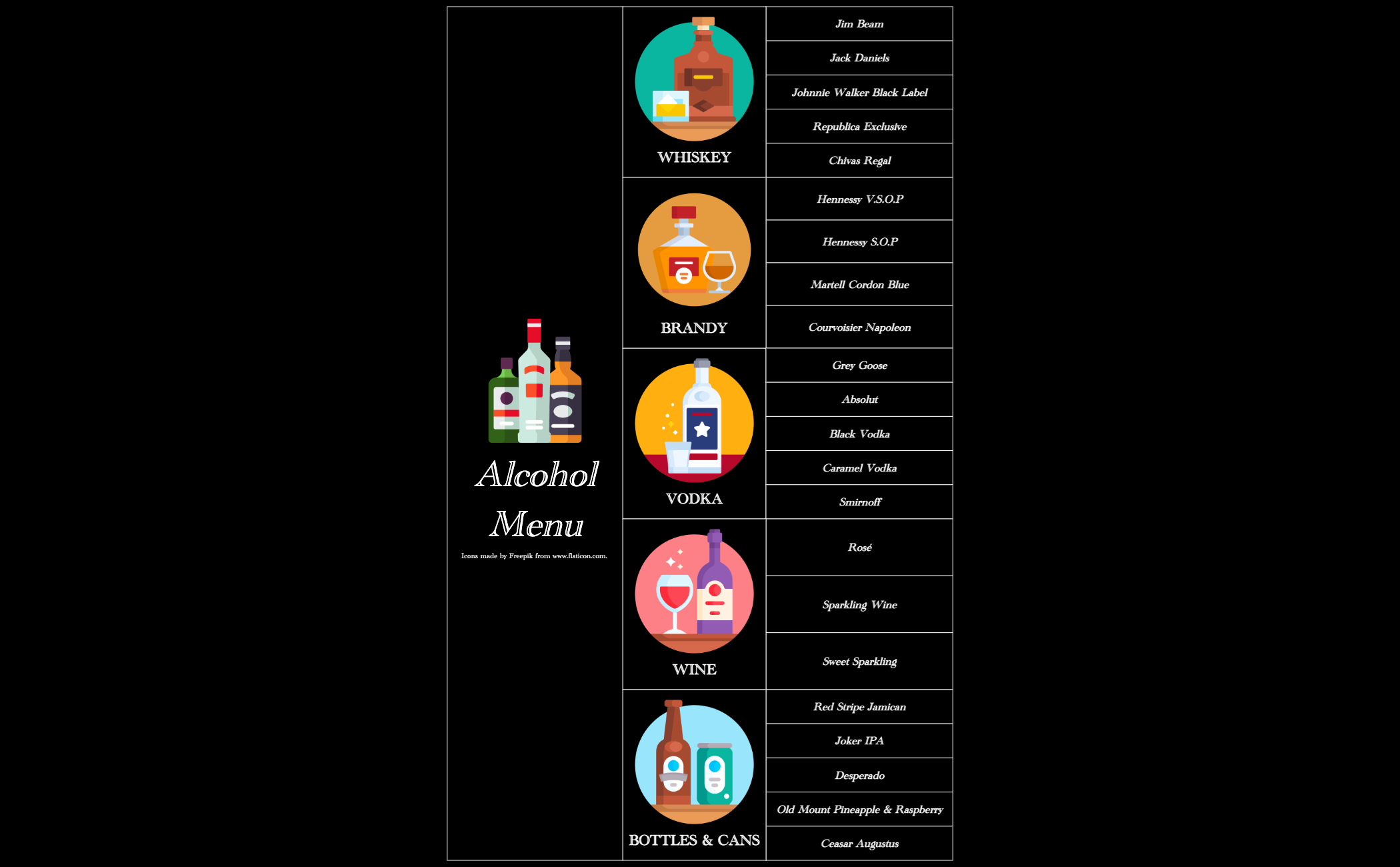 Bar Menu preview 1