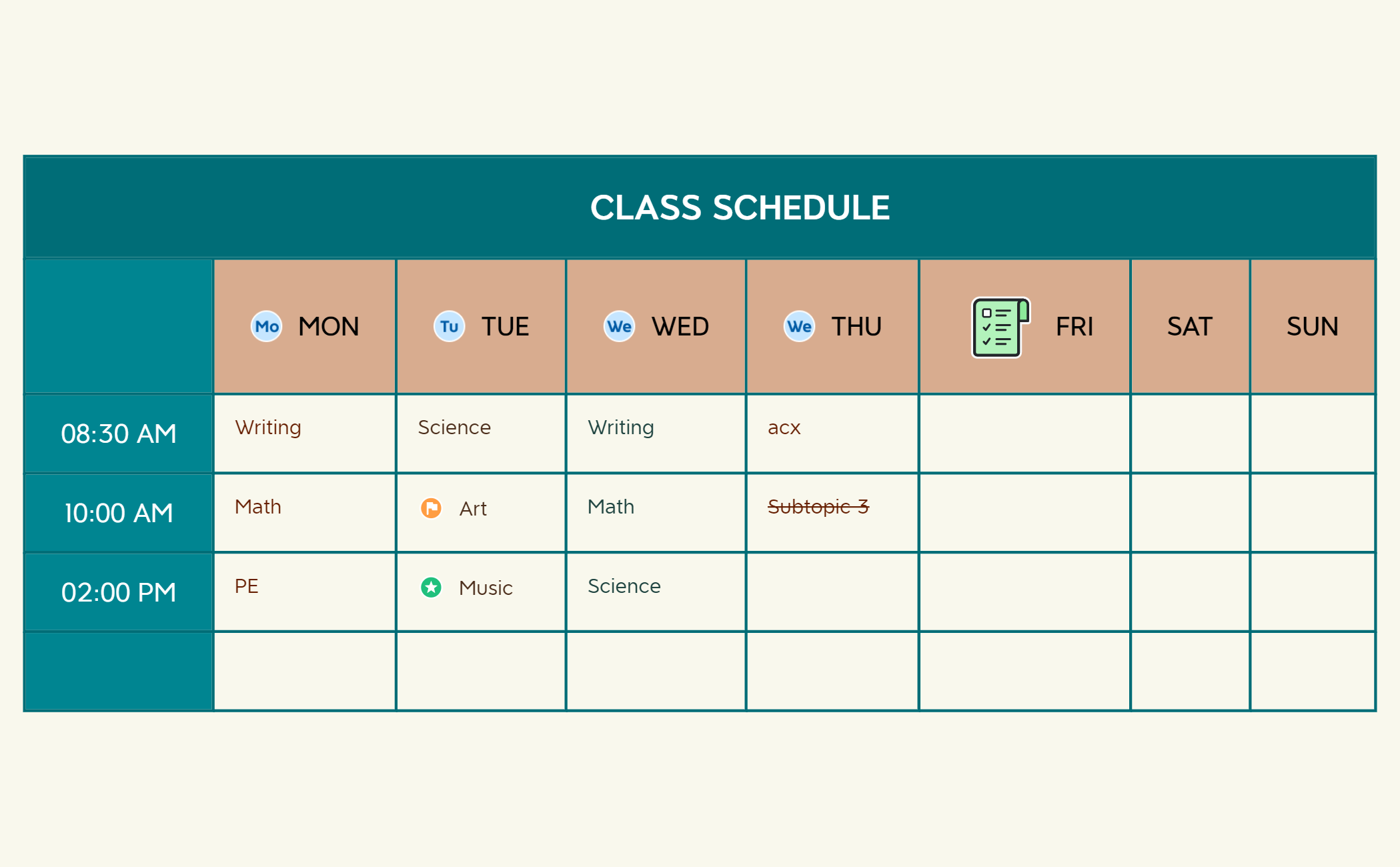 Class Schedule - XMind Template