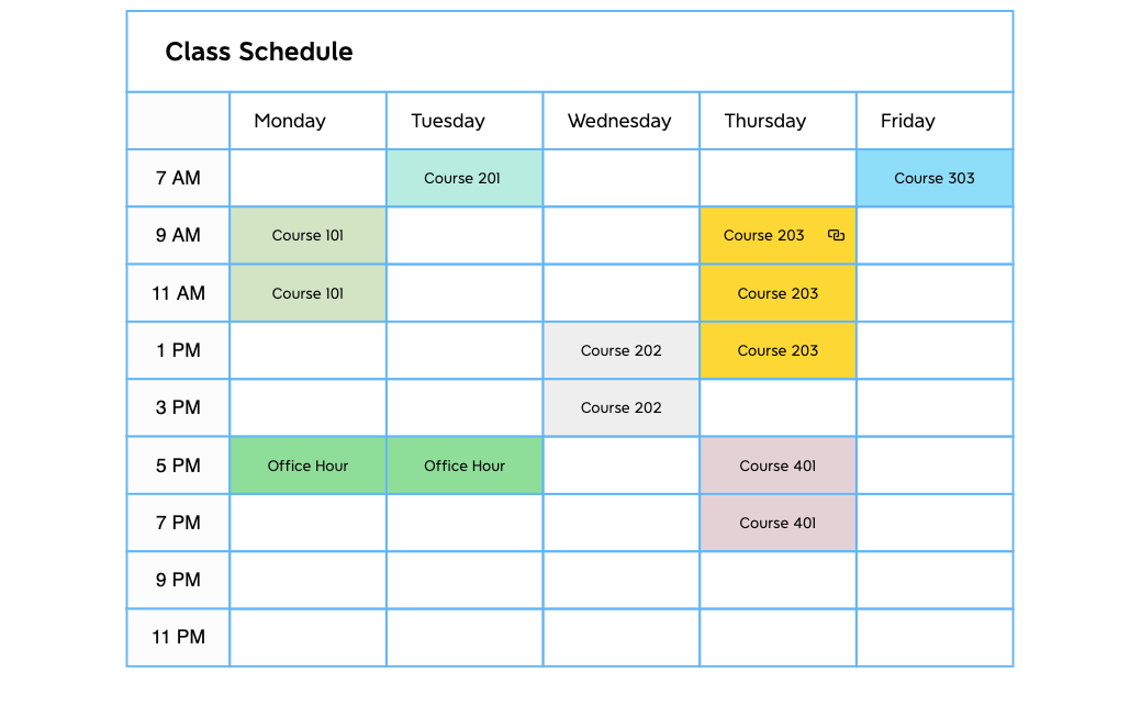 Class Schedule preview 1