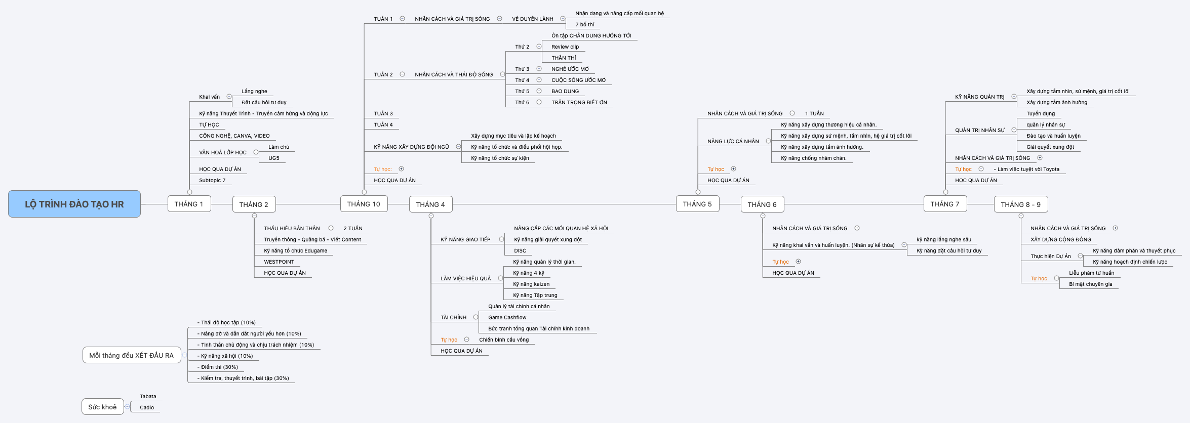 LỘ TRÌNH ĐÀO TẠO HR - XMind Template