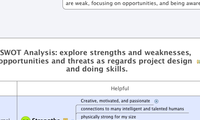 SWOT Analysis: explore strengths and weaknesses, opportunities and threats as regards project design and doing skills.