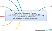 Poursuite d'études en France des diplômés de licence de psychologie 2012 de l'université de Bordeaux 2 ans après en 2014 (340 interrogés)