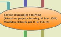 Gestion d'un projet e-learning 
[Réussir un projet e-learning, M.Prat, 2008]
MindMap élaborée par H. EL KECHAI