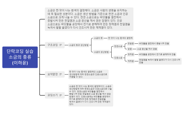 단락코딩 실습 소금의 종류 (이하윤)