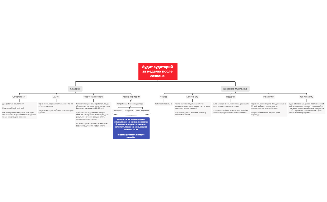 Аудит аудиторий за неделю после созвона 
