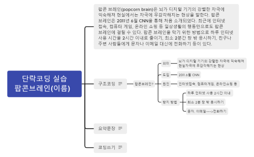단락코딩 실습 팝콘브레인(이름)