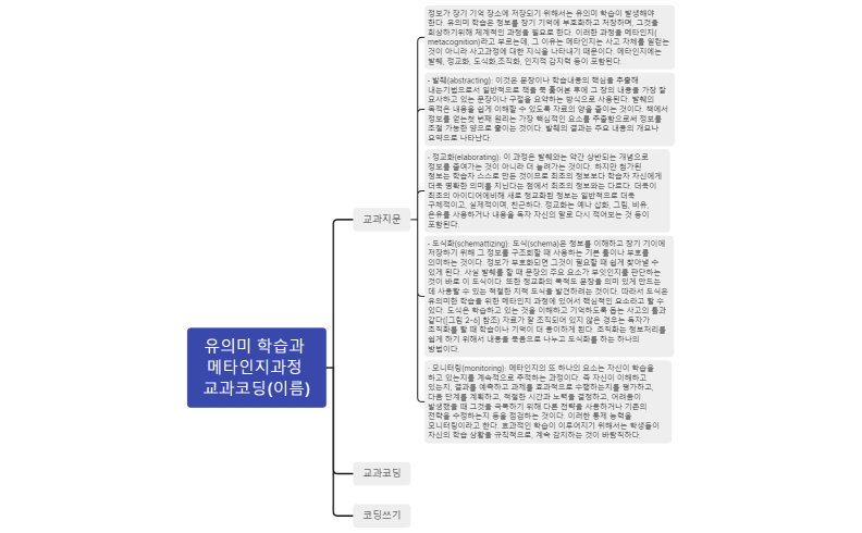 유의미 학습과 메타인지과정 교과코딩(이름)