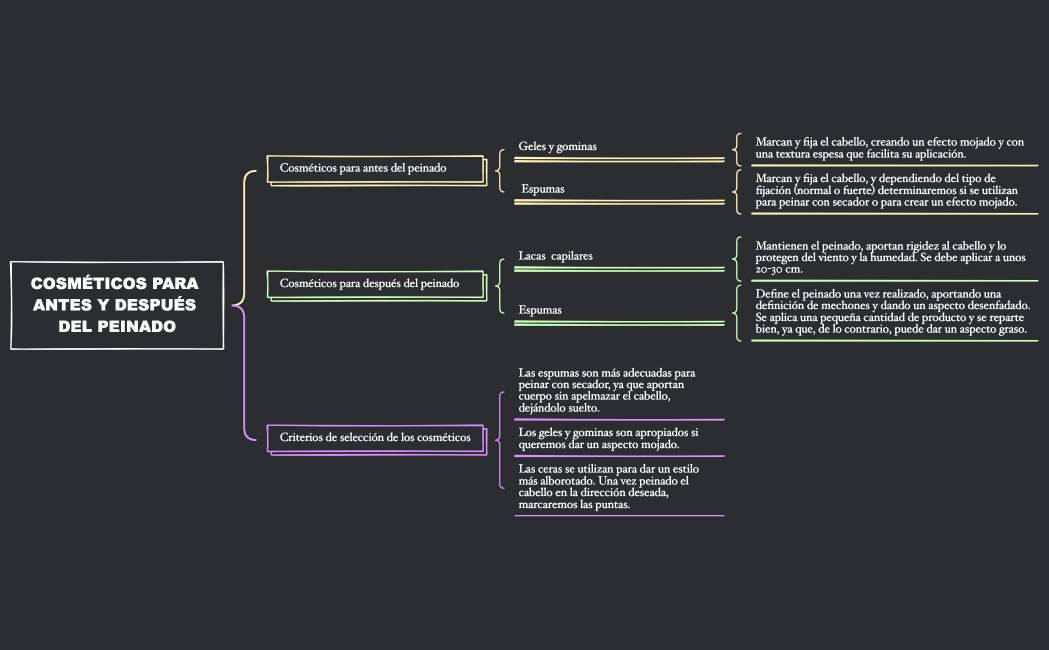 COSMÉTICOS PARA ANTES Y DESPUÉS DEL PEINADO