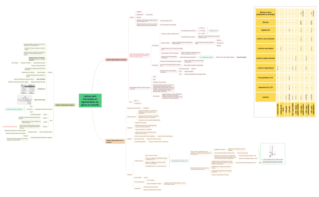 Lésions péri-articulaires et ligamentaires du genou et cheville .xmind
