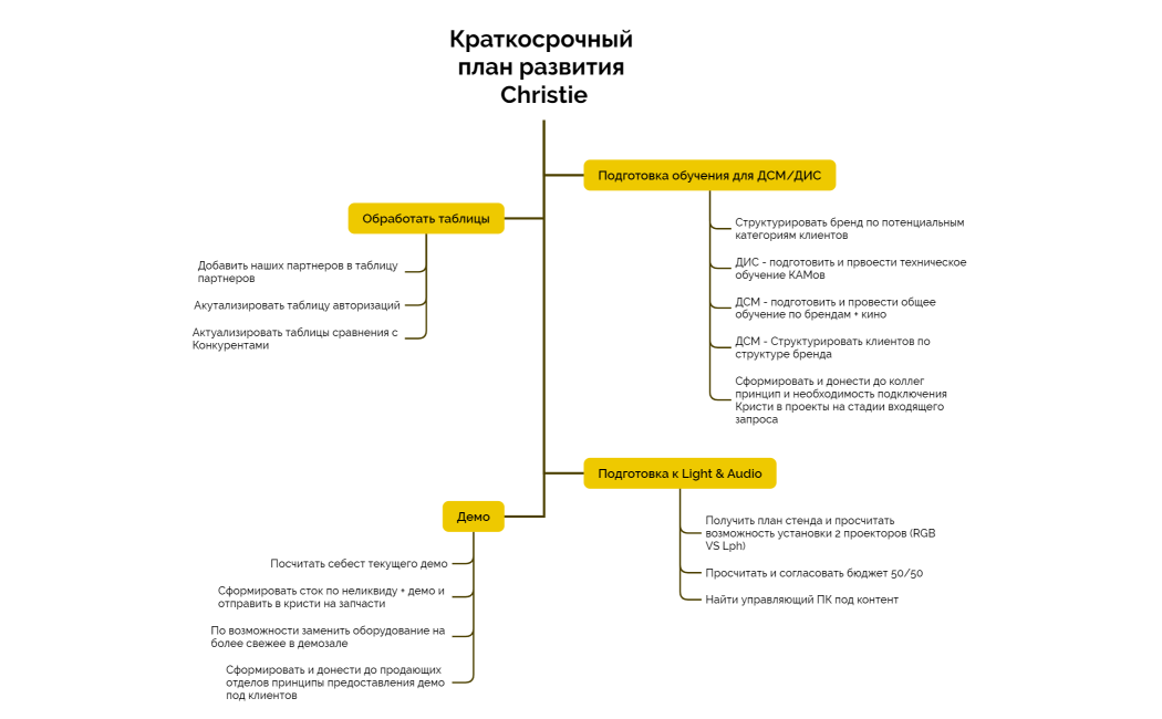 Краткосрочный план развития Christie