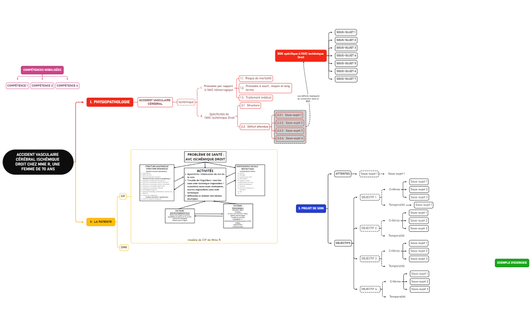 Accident Vasculaire Cérébral Ischémique droit chez Mme R, une femme de 70 ans