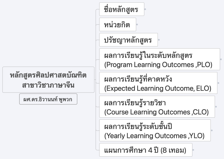 หลักสูตรศิลปศาสตบัณฑิต สาขาวิชาภาษาจีน