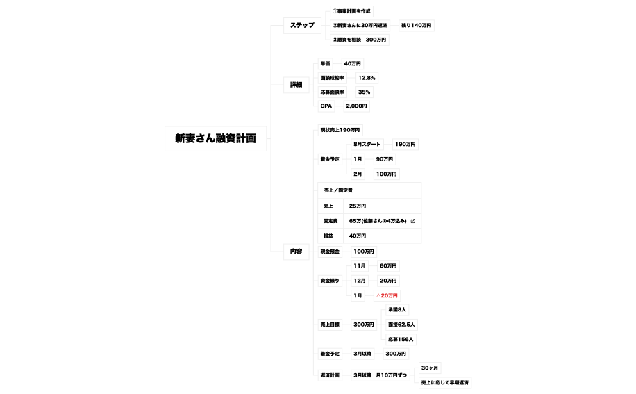 新妻さん融資計画