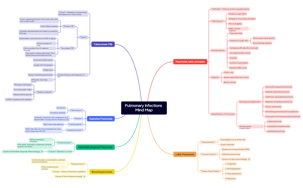 2. Pulmonary Infections Mind Map