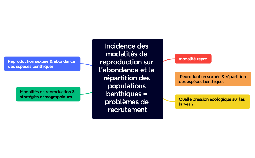 Incidence des modalités de reproduction sur l’abondance et la répartition des populations benthiques = problèmes de recrutement
