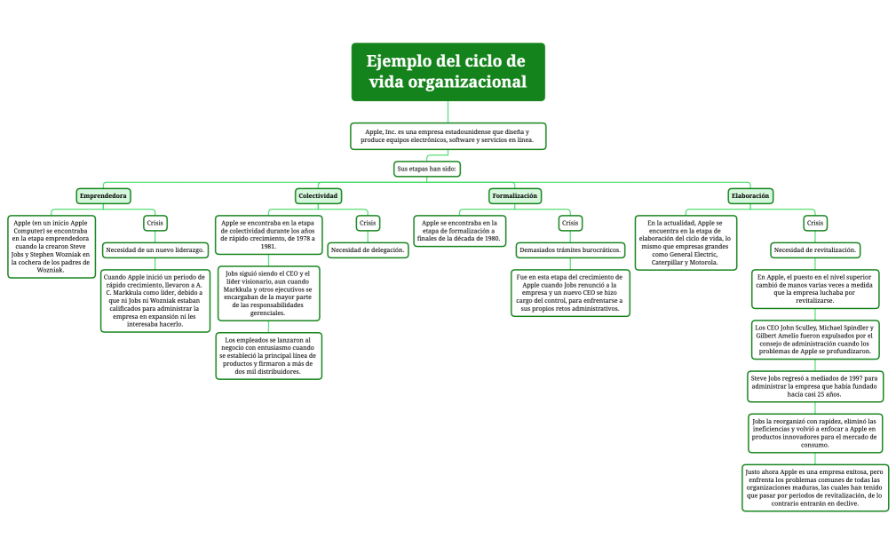 Ejemplo del ciclo de vida organizacional
