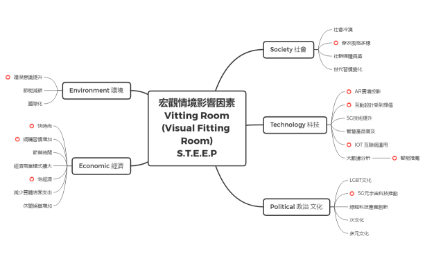 宏觀情境影響因素 Vitting Room (Visual Fitting Room) S.T.E.E.P