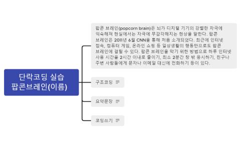 단락코딩 실습 팝콘브레인(이름)