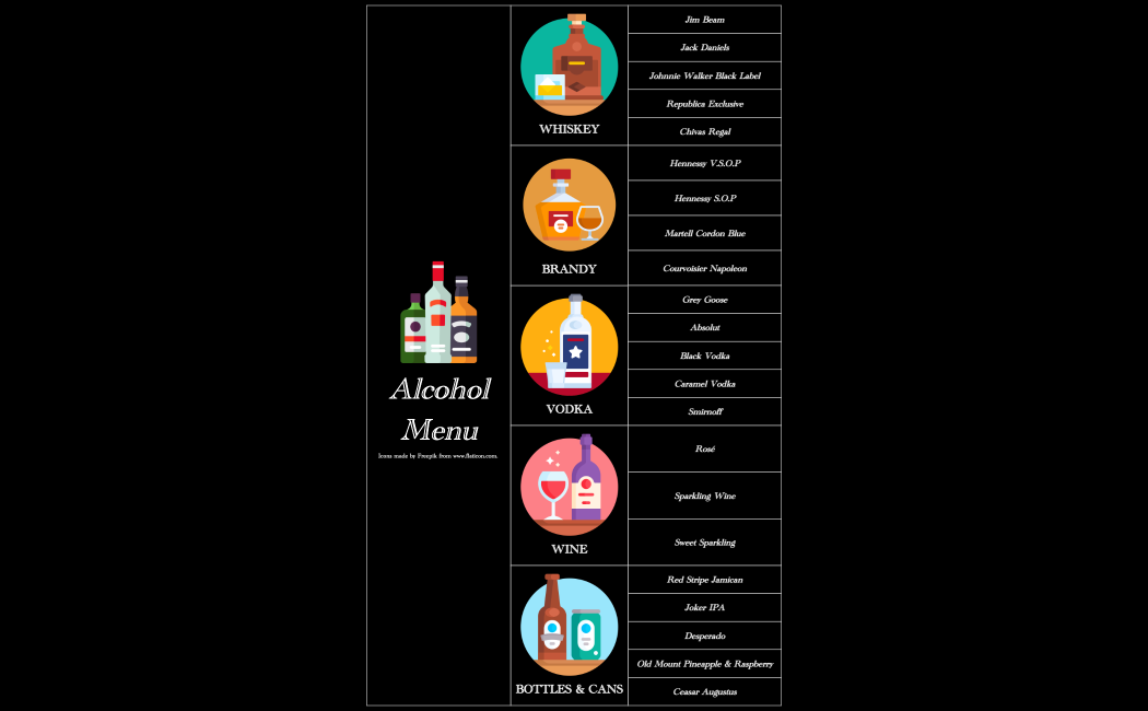 Bar Menu