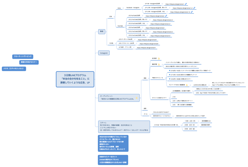 ３日間LIVEプログラム 「本当の自分を知ること」に 誘導していくような広告、LP