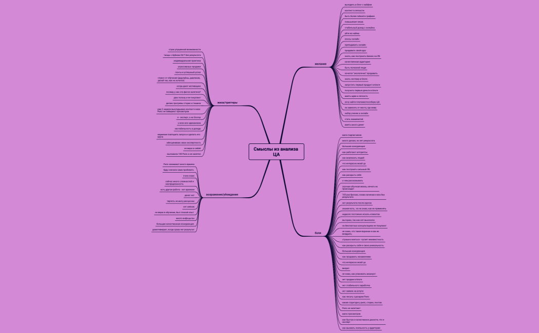 Смыслы из анализа ЦА