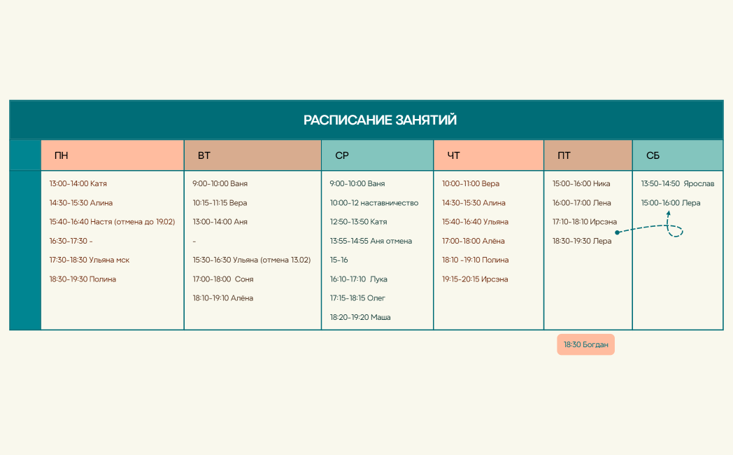 Расписание занятий